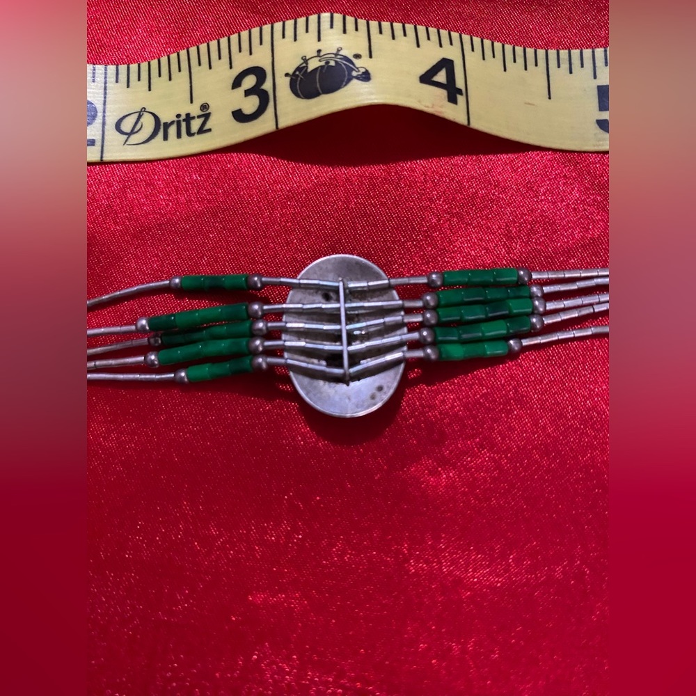 6” sterling malachite and liquid silver bracelet - Picture 6 of 7